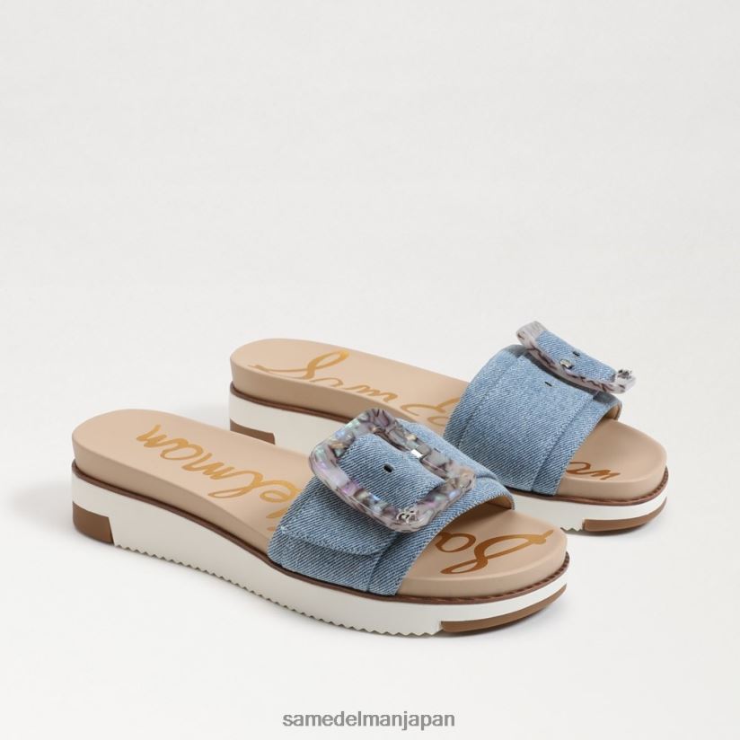 jp_sam_edelman_e5a5b3e680a7_e382a2e383aae382a2e383b3_e382b9e383a9e382a4e38389e382b5e383b3e38380e383ab_e383a2e383b3e38388e383ad.jpg jp Sam Edelman 女性 アリアン スライドサンダル モントローズブルー 4NFV0P180 履物 - Image 1