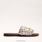 jp Sam Edelman 女性 グリフィン織りスライドサンダル 金箔/ソフトシルバー/ローズ 4NFV0P637 履物 - Image 2