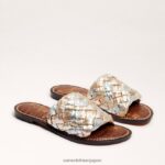jp Sam Edelman 女性 グリフィン織りスライドサンダル 金箔/ソフトシルバー/ローズ 4NFV0P637 履物