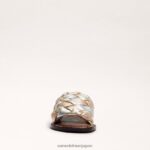 jp Sam Edelman 女性 グリフィン織りスライドサンダル 金箔/ソフトシルバー/ローズ 4NFV0P637 履物 - Image 3
