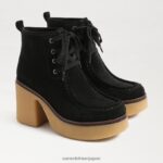 jp Sam Edelman 女性 ショー レースアップ ブーティ 黒いスエード 4NFV0P843 履物