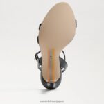 jp Sam Edelman 女性 ジェミーアンクルストラップヒール ブラックパテント 4NFV0P672 履物 - Image 6