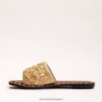 jp Sam Edelman 女性 ジョバンナ ラフィア スライド サンダル 金箔 4NFV0P71 履物 - Image 4