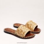 jp Sam Edelman 女性 ジョバンナ ラフィア スライド サンダル 金箔 4NFV0P71 履物