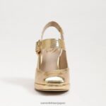 jp Sam Edelman 女性 ジルディー スリングバック メリー ジェーン ヒール アンバーゴールド 4NFV0P317 履物 - Image 3