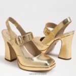 jp Sam Edelman 女性 ジルディー スリングバック メリー ジェーン ヒール アンバーゴールド 4NFV0P317 履物 - Image 7