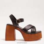 jp Sam Edelman 女性 スザンナ プラットフォーム ブロックヒール 黒い革 4NFV0P567 履物 - Image 2
