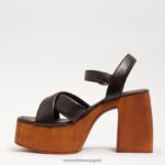 jp Sam Edelman 女性 スザンナ プラットフォーム ブロックヒール 黒い革 4NFV0P567 履物 - Image 4