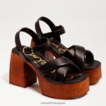 jp Sam Edelman 女性 スザンナ プラットフォーム ブロックヒール 黒い革 4NFV0P567 履物