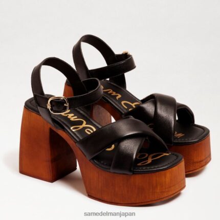 jp Sam Edelman 女性 スザンナ プラットフォーム ブロックヒール 黒い革 4NFV0P567 履物