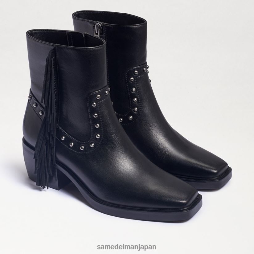 jp_sam_edelman_e5a5b3e680a7_e38390e383bce3838be383bc_e38395e383aae383b3e382b8_e38396e383bce38386e382a3_e9bb92e38184e99da9_4nfv0p7.jpg jp Sam Edelman 女性 バーニー フリンジ ブーティ 黒い革 4NFV0P731 履物 - Image 1