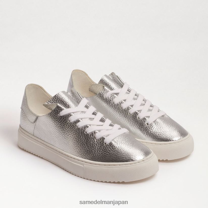 jp_sam_edelman_e5a5b3e680a7_e3839de38394e383bc_e383ace383bce382b9e382a2e38383e38397e382b9e3838be383bce382abe383bc_e69f94e38289.jpg jp Sam Edelman 女性 ポピー レースアップスニーカー 柔らかいシルバーの革 4NFV0P308 履物 - Image 1