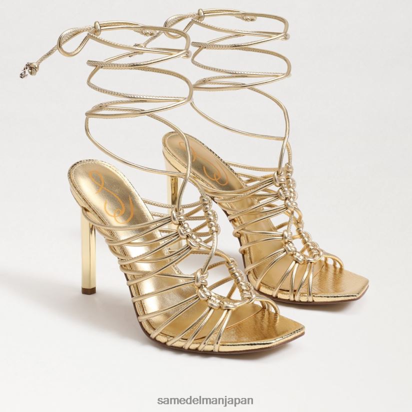 jp_sam_edelman_e5a5b3e680a7_e383a9e382a4e383a9_e383ace383bce382b9e382a2e38383e38397_e382b9e38386e382a3e383ace38383e38388_e382b.jpg jp Sam Edelman 女性 ライラ レースアップ スティレット サンダル アンバーゴールド 4NFV0P441 履物 - Image 1