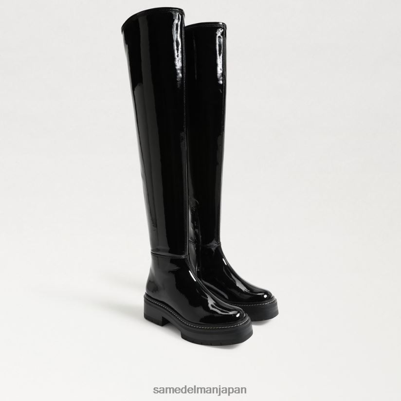 jp_sam_edelman_e5a5b3e680a7_e383aae38387e382a3e382a2e383bbe382aae383bce38390e383bce383bbe382b6e383bbe3838be383bce383bbe38396e.jpg jp Sam Edelman 女性 リディア・オーバー・ザ・ニー・ブーツ ブラックパテント 4NFV0P880 履物 - Image 1
