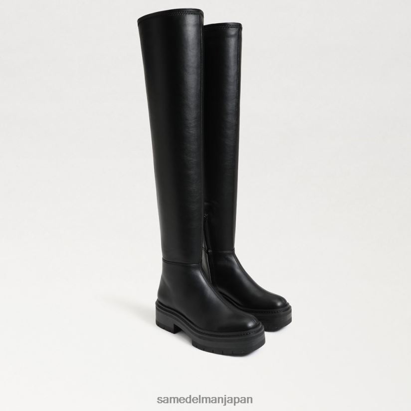 jp_sam_edelman_e5a5b3e680a7_e383aae38387e382a3e382a2e383bbe382aae383bce38390e383bce383bbe382b6e383bbe3838be383bce383bbe38396e.jpg jp Sam Edelman 女性 リディア・オーバー・ザ・ニー・ブーツ 黒い革 4NFV0P879 履物 - Image 1