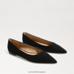 jp Sam Edelman 女性 ワンダ ポインテッドトゥフラット 黒いスエード 4NFV0P484 履物