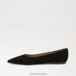 jp Sam Edelman 女性 ワンダ ポインテッドトゥフラット 黒いスエード 4NFV0P484 履物 - Image 4