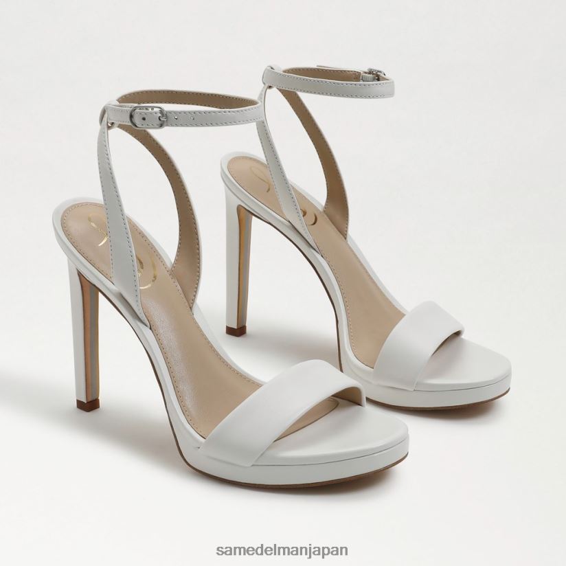 jp_sam_edelman_e5a5b3e680a7_e7bfa1e7bfa0e381aee382a2e383b3e382afe383abe382b9e38388e383a9e38383e38397e38392e383bce383ab_e6988e.jpg jp Sam Edelman 女性 翡翠のアンクルストラップヒール 明るい白い革 4NFV0P387 履物 - Image 1