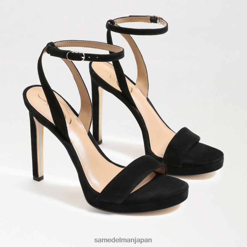jp_sam_edelman_e5a5b3e680a7_e7bfa1e7bfa0e381aee382a2e383b3e382afe383abe382b9e38388e383a9e38383e38397e38392e383bce383ab_e9bb92.jpg jp Sam Edelman 女性 翡翠のアンクルストラップヒール 黒いスエード 4NFV0P392 履物 - Image 1