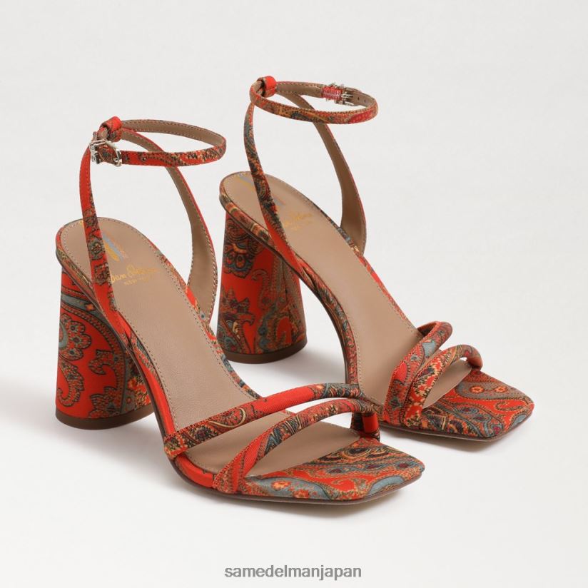 jp_sam_edelman_e5a5b3e680a7_e8b5b7e4ba9ce38396e383ade38383e382afe38392e383bce383abe382b5e383b3e38380e383ab_e382aae383ace383b3.jpg jp Sam Edelman 女性 起亜ブロックヒールサンダル オレンジ色のポピー 4NFV0P102 履物 - Image 1