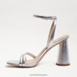 jp Sam Edelman 女性 起亜ブロックヒールサンダル 柔らかいシルバーの革 4NFV0P104 履物 - Image 4