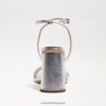 jp Sam Edelman 女性 起亜ブロックヒールサンダル 柔らかいシルバーの革 4NFV0P104 履物 - Image 5