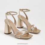 jp Sam Edelman 女性 起亜ブロックヒールサンダル 金箔革 4NFV0P105 履物