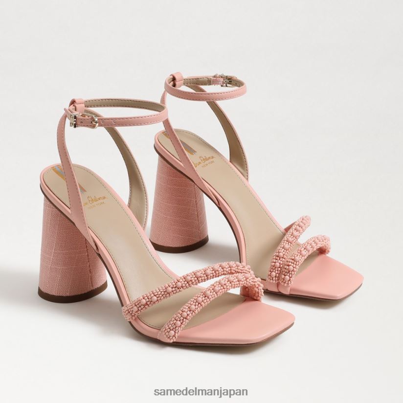 jp_sam_edelman_e5a5b3e680a7_kia_e38393e383bce382bae38396e383ade38383e382afe38392e383bce383abe382b5e383b3e38380e383ab_e382b3e383.jpg jp Sam Edelman 女性 KIA ビーズブロックヒールサンダル コーラルピーチ 4NFV0P711 履物 - Image 1