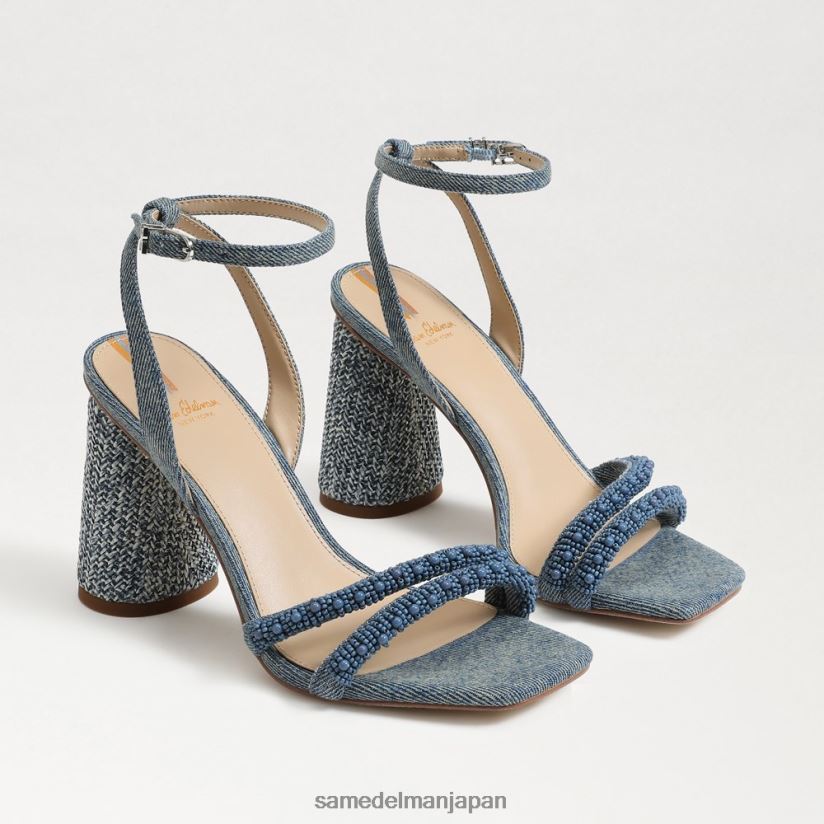 jp_sam_edelman_e5a5b3e680a7_kia_e38393e383bce382bae38396e383ade38383e382afe38392e383bce383abe382b5e383b3e38380e383ab_e6b497e381.jpg jp Sam Edelman 女性 KIA ビーズブロックヒールサンダル 洗いざらしのニューブルー 4NFV0P486 履物 - Image 1