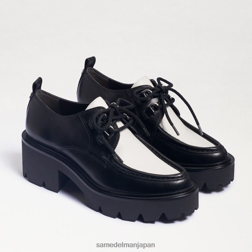 jp_sam_edelman_e5a5b3e680a7_monna_e383ace383bce382b9e382a2e38383e38397_e383a9e382b0e382bde383bce383ab_e383ade383bce38395e382a1e3.jpg jp Sam Edelman 女性 monna レースアップ ラグソール ローファー 黒/白の革 4NFV0P719 履物 - Image 1