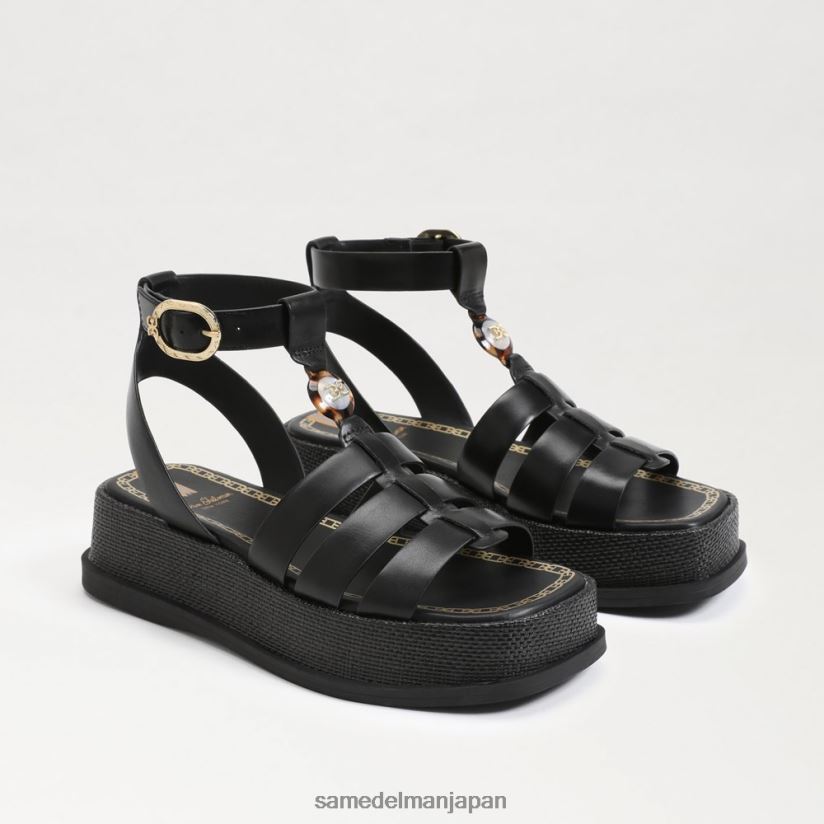 jp_sam_edelman_e5a5b3e680a7_naima_e38397e383a9e38383e38388e38395e382a9e383bce383a0_e382b0e383a9e38387e382a3e382a8e383bce382bfe3.jpg jp Sam Edelman 女性 naima プラットフォーム グラディエーター サンダル 黒い革 4NFV0P602 履物 - Image 1