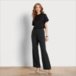 jp Sam Edelman 女性 codie ハイライズ ワイドレッグ パンツ 黒 4NFV0P1209 衣服