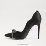 jp Sam Edelman 女性 deela ポインテッドトゥヒール 黒のサテン 4NFV0P956 履物 - Image 4