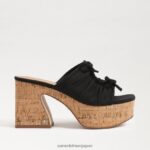 jp Sam Edelman 女性 dova プラットフォームウェッジヒール 黒のリネン 4NFV0P348 履物 - Image 2