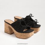 jp Sam Edelman 女性 dova プラットフォームウェッジヒール 黒のリネン 4NFV0P348 履物