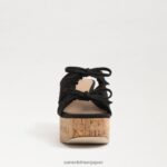 jp Sam Edelman 女性 dova プラットフォームウェッジヒール 黒のリネン 4NFV0P348 履物 - Image 3