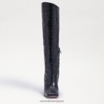 jp Sam Edelman 女性 アディニーハイブーツ 黒ワニ 4NFV0P870 履物 - Image 3