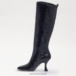 jp Sam Edelman 女性 アディニーハイブーツ 黒ワニ 4NFV0P870 履物 - Image 4