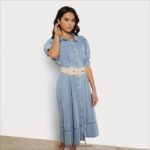 jp Sam Edelman 女性 アリア ミディドレス ブルーシャンブレー 4NFV0P1109 衣服 - Image 3
