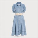 jp Sam Edelman 女性 アリア ミディドレス ブルーシャンブレー 4NFV0P1109 衣服 - Image 5