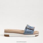 jp Sam Edelman 女性 アリアン スライドサンダル モントローズブルー 4NFV0P180 履物 - Image 2