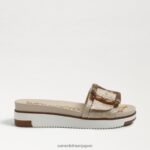 jp Sam Edelman 女性 アリアン スライドサンダル 卵の殻織り 4NFV0P179 履物 - Image 2