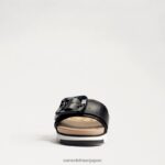 jp Sam Edelman 女性 アリアン スライドサンダル 黒い革 4NFV0P183 履物 - Image 3