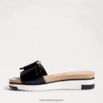 jp Sam Edelman 女性 アリアン スライドサンダル 黒い革 4NFV0P183 履物 - Image 4