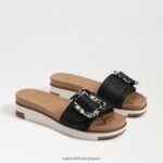 jp Sam Edelman 女性 アリアン スライドサンダル 黒の織り 4NFV0P184 履物
