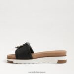 jp Sam Edelman 女性 アリアン スライドサンダル 黒の織り 4NFV0P184 履物 - Image 4