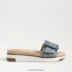 jp Sam Edelman 女性 アリアン ビーズ スライド サンダル 洗いざらしのニューブルー 4NFV0P700 履物 - Image 2