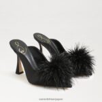 jp Sam Edelman 女性 アンソニー フェザー ミュール ポンプ 黒のサテン 4NFV0P725 履物