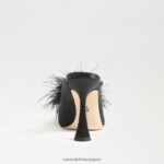 jp Sam Edelman 女性 アンソニー フェザー ミュール ポンプ 黒のサテン 4NFV0P725 履物 - Image 5