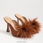 jp Sam Edelman 女性 アンソニー フェザー ミュール ポンプ ココアブラウンのサテン 4NFV0P726 履物